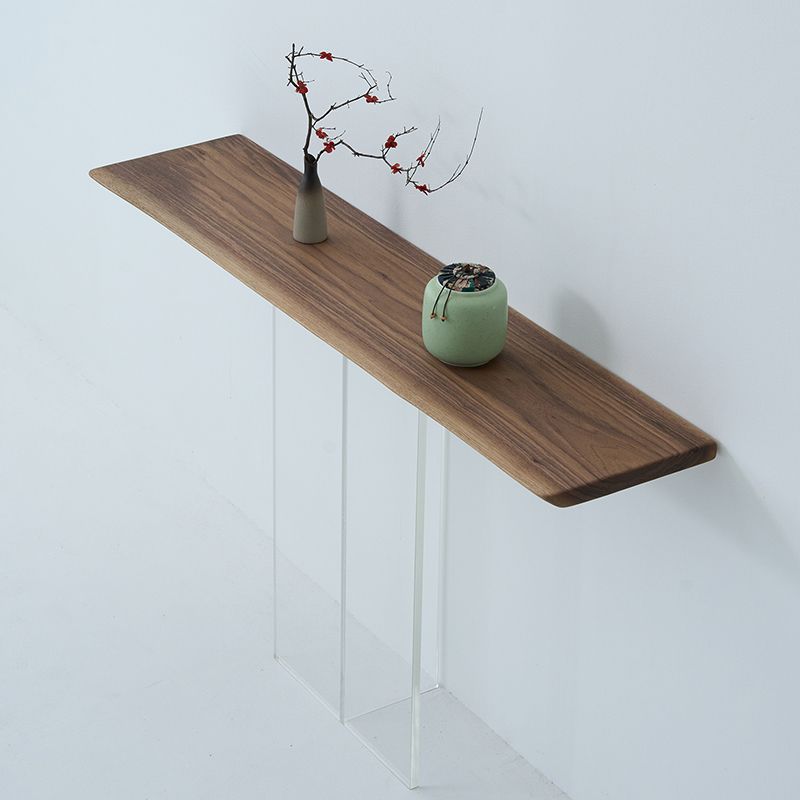 Contemporary Walnut Console Accent Table with Rectangle Top for Hall