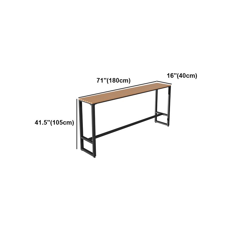 Modern Style Bar Table Solid Wood and Black Iron Base Coffee Shop Bar Table