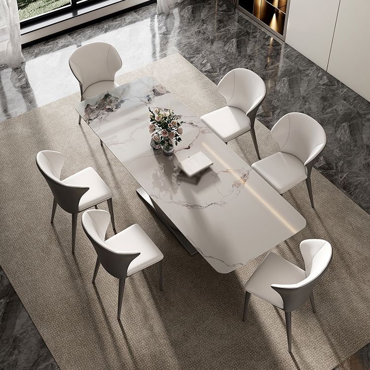 Designer Style Stone Top Dining Set Rectangle 1/3/4/5/7 Pieces Dining Room Table Set