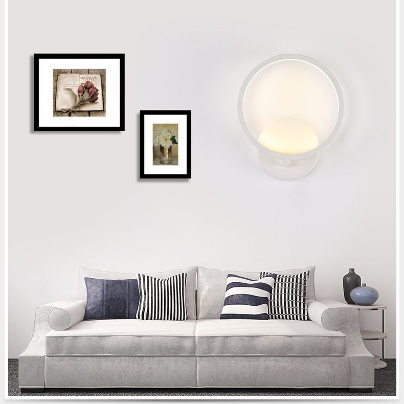 Contemporary LED Sconce Light Fixture Creative Metal Circle Shade Wall Lamp for Bedroom