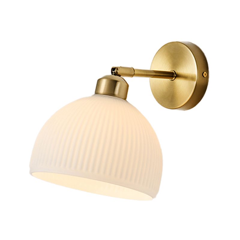 Nordic Style Wall Light Dome Shape Adjustable Wall Lamp with Glass Shade for Bedroom