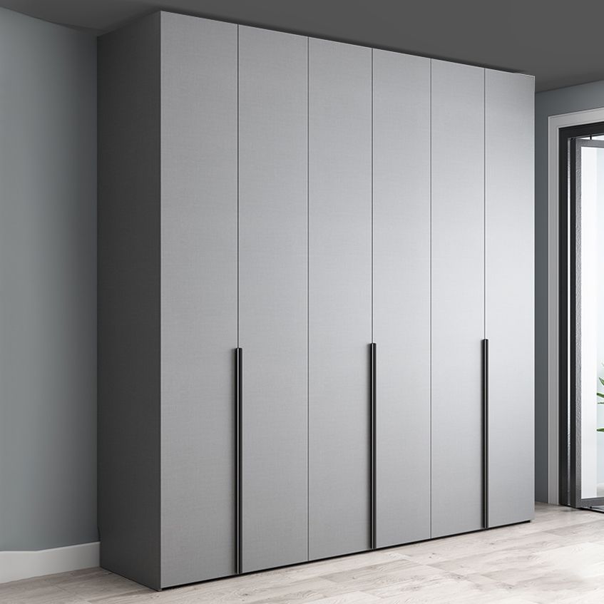 Engineered Wood Wardrobe Cabinet Modern Style Soft Close Doors Wardrobe Closet in Gray