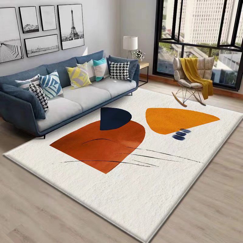 Color Block Rug Nordic Rug Polyester Stain Resistant Anti-Slip Rug for Room