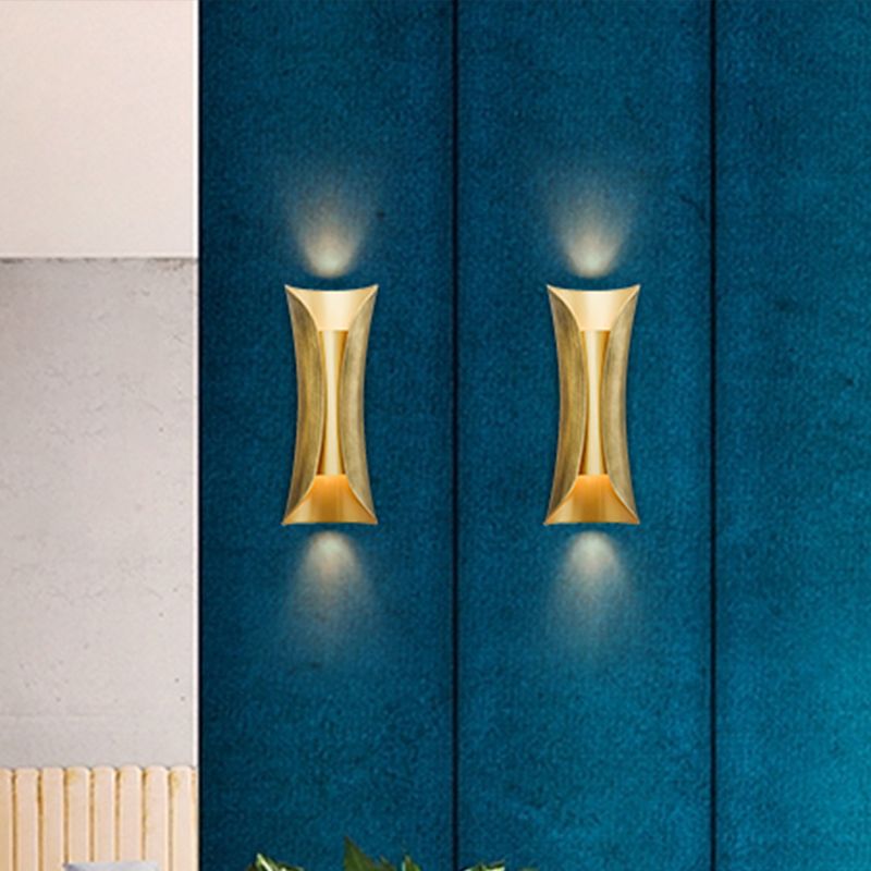 Curva de oro LED LIGHT MODERNISMO 2 CABEZAS Partido de iluminación de pared de metal para sala de estar