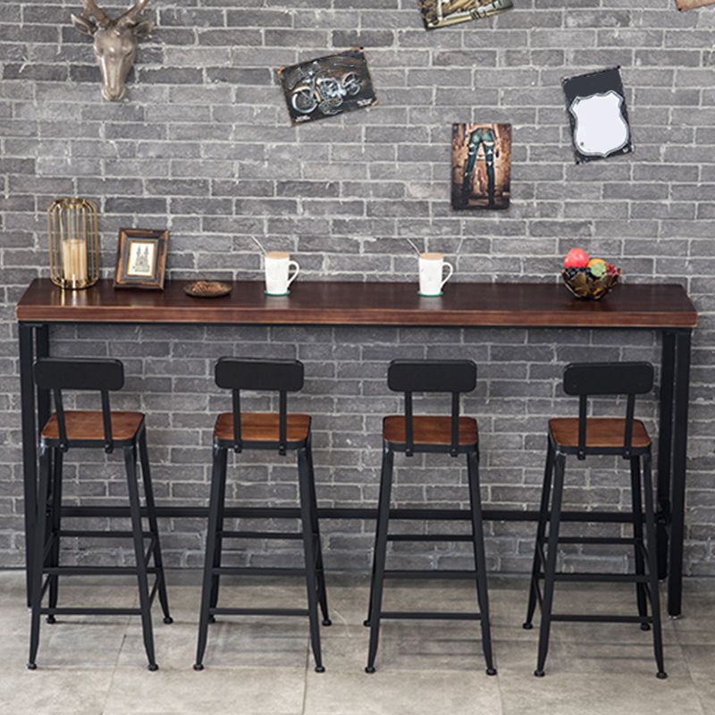 Industrial 1/5/9 Pieces Bar Table Set Rectangle Pine Wood Counter Table for Cafe