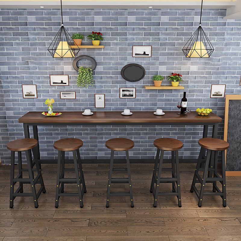 Modern Solid Wood Bar Dining Table Rectangle Bar Table in Brown