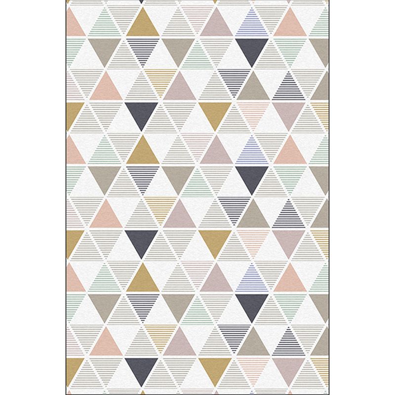Novelty Modern Rug in Ivory Geometry Triangle Stripe Pattern Rug Polyester Anti-Slip Washable Carpet for Home Decoration