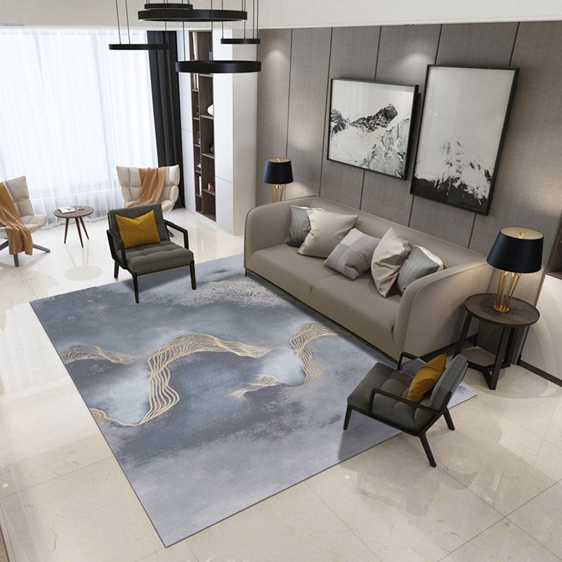 Artistic Geometric Abstract Line Rug Multicolor Modern Carpet Synthetics Anti-Slip Backing Pet-Friendly Rug for Great Room