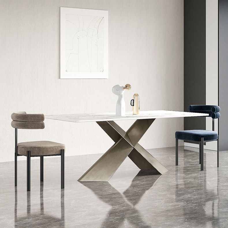 Chaise de salle à manger contemporaine sans accoudoirs en métal, chaise latérale de salle à manger à dossier ouvert pour un usage domestique