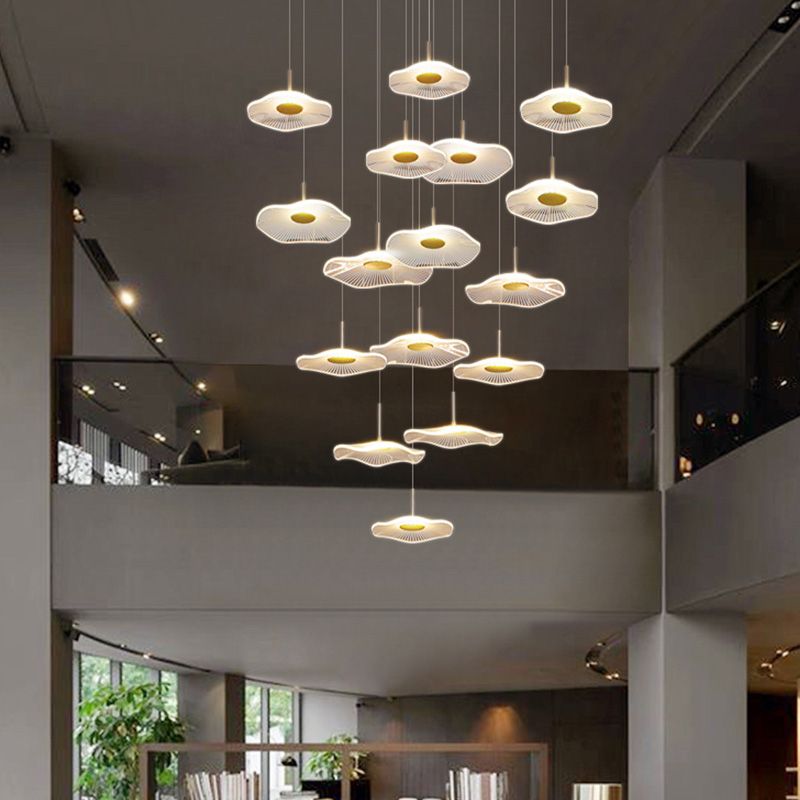Modern Special Shape Pendant Clear Acrylic Hanging Ceiling Light for Spiral Stair