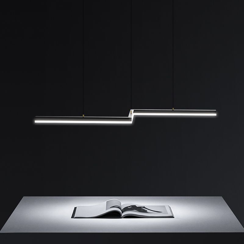 Linear Shape Island Light Modern Style Metal 1-Light Island Lighting in Black