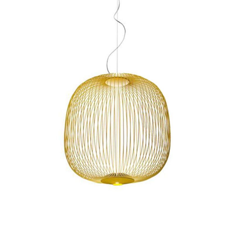 Simple Metal Hanging Light, Globe and Cage Shade 2-Light Hanging Lighting