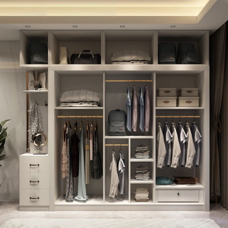 Contemporary Style Wardrobe White Color Wooden Wardrobe Closet for Bedroom