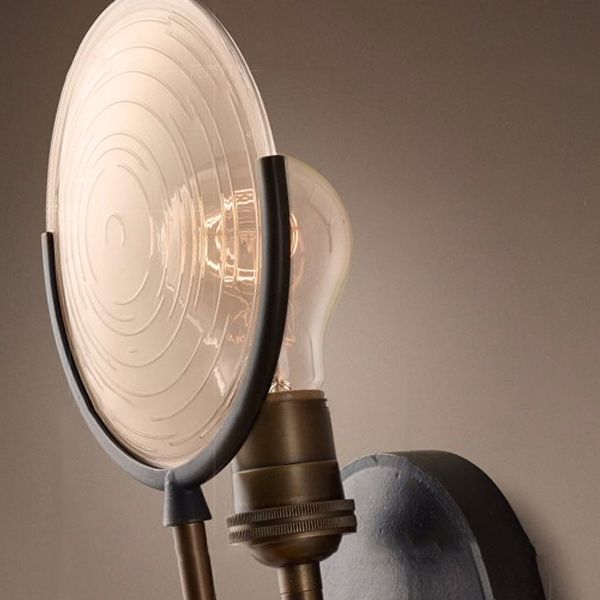 Glass Round Shade Wall Lighting Industrial Style 1 Light Wall Mounted Light Fixture in Black