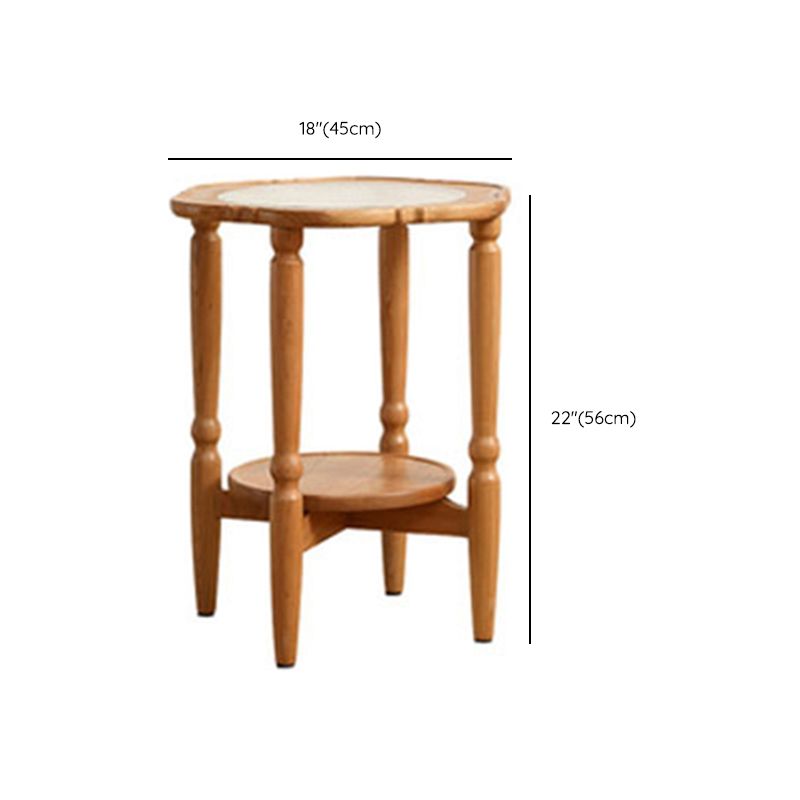 4 Legs Coffee Table No Distressing Solid Wood Coffee Table with Shelf