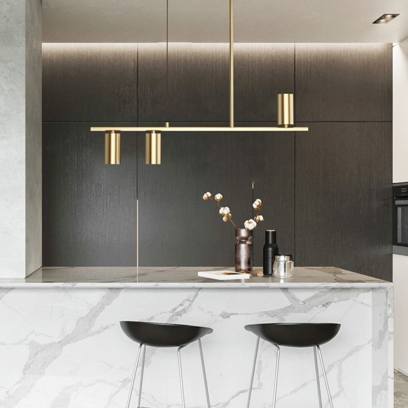 Contemporary Golden Ceiling Light LED Metal Kitchen Island Lighting for Dining Room