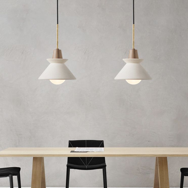 White Cone Pendant Lighting Fixture Nordic Style Cement Suspension Pendant Light