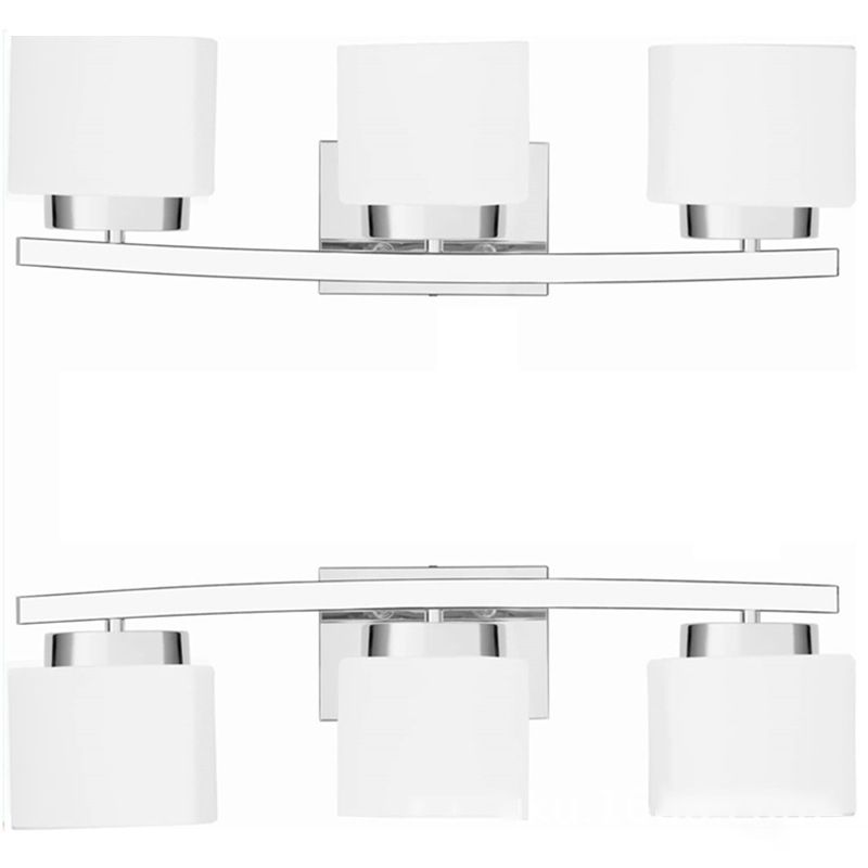 American Metal Wall Sconce Rectangle Shape Vanity Lamp with Glass Shade for Bathroom