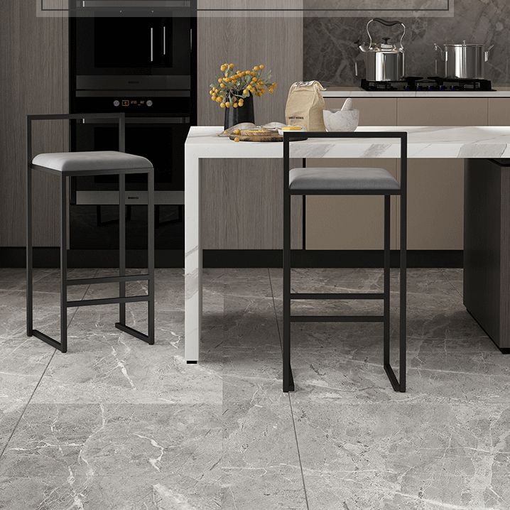 Metal Armless Dining Stools Contemporary Bar Stools with Cushion