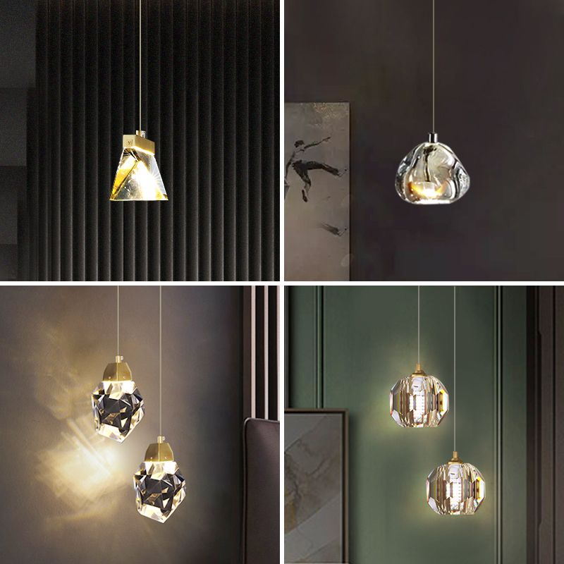 Lampada appesa al cristallo a LED semplice soggiorno in stile lusso lampadario a sospensione a sospensione