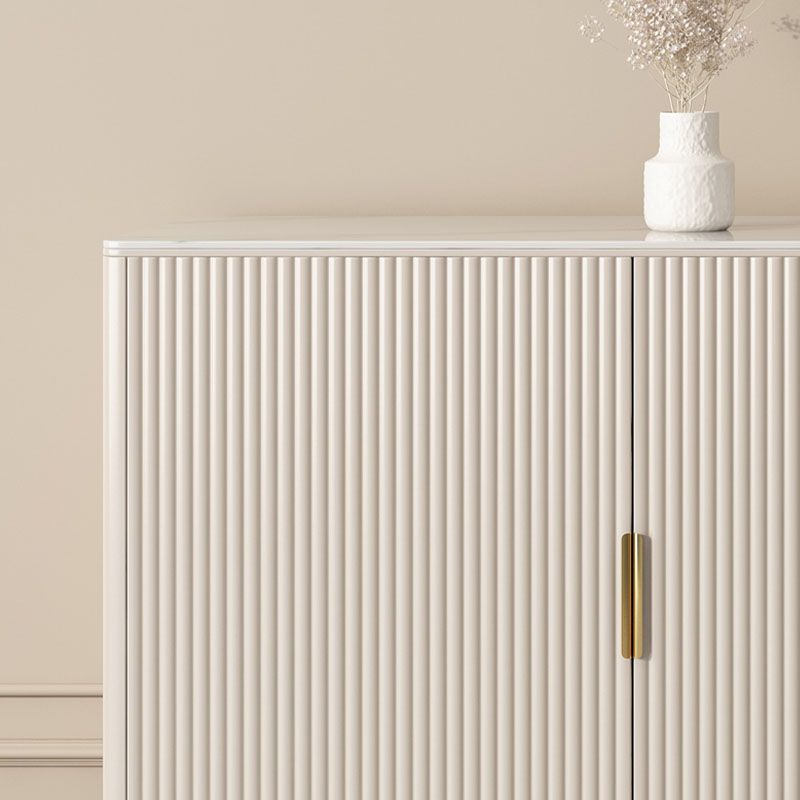 Modern Style White Sideboard Table 33.5" High Buffet with Drawers Storage