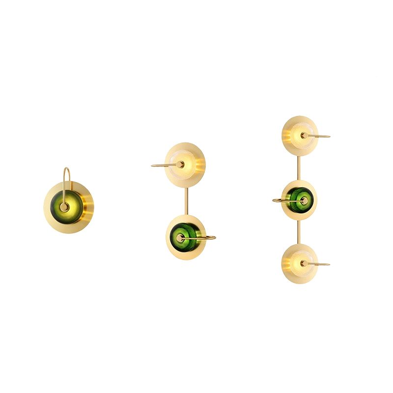 Glass Gold LED Wall Lamp in Modern Luxury Style Metal Circular Wall Light for Interior Spaces