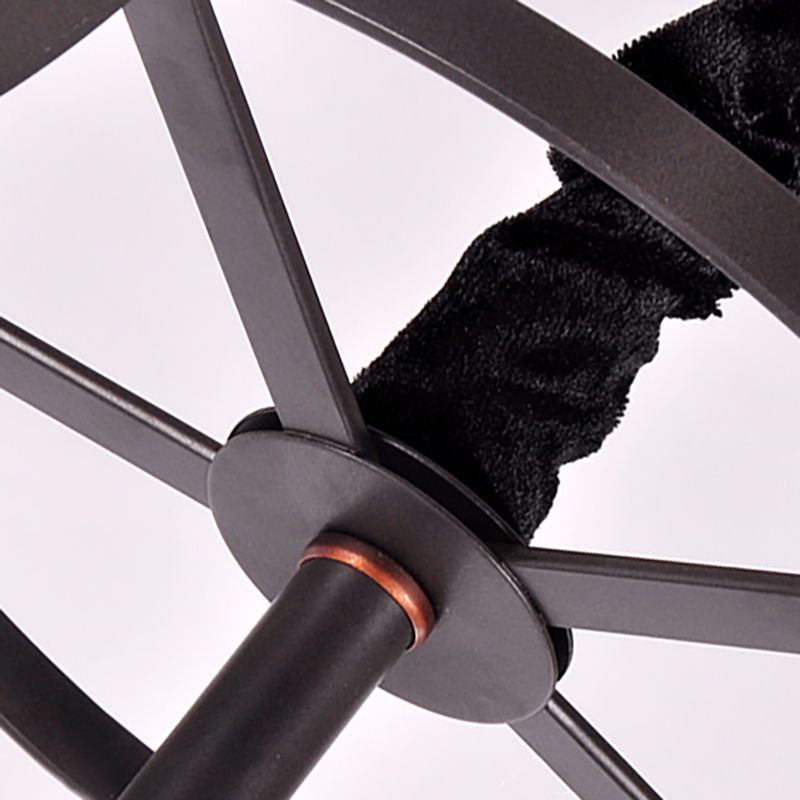 5 Bulbs Dining Room Chandelier Lamp Contemporary Black Finish Suspension Lighting with Opal Glass Bowl Shade