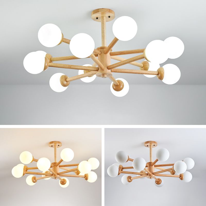 Globe Shade lampadario Luce moderno a sospensione multi-testa con tonalità di vetro bianco