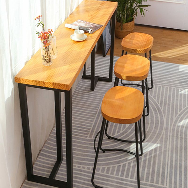 Rectangular Bar Height Table Black Legs and Metal Base Bar Table for Living Room