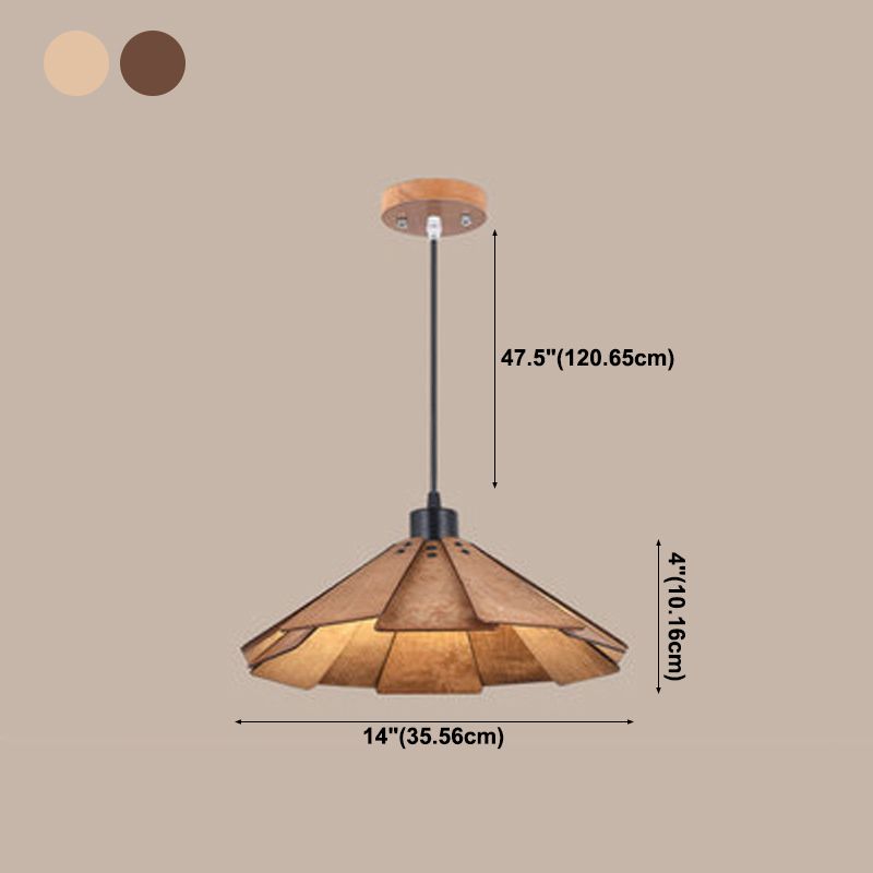 Modern Style Cone Shape Hanging Light Wood 1 Light Hanging Lamp for Bedroom