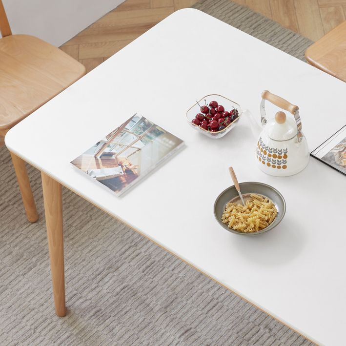 Modern Stone Rectangle Dining Table Wooden Legs for Dining Room
