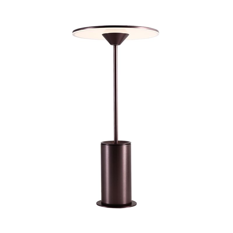 Lámpara de mesa circular LED Luz de libro de lectura de metal contemporánea en marrón para estudio