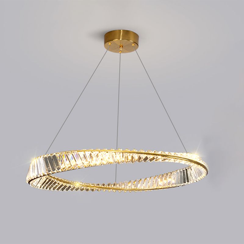 Twist Circular Carousel LED Pendant Lamp Modern Minimalist Prismatic Crystal Living Room Hanging Ceiling Light