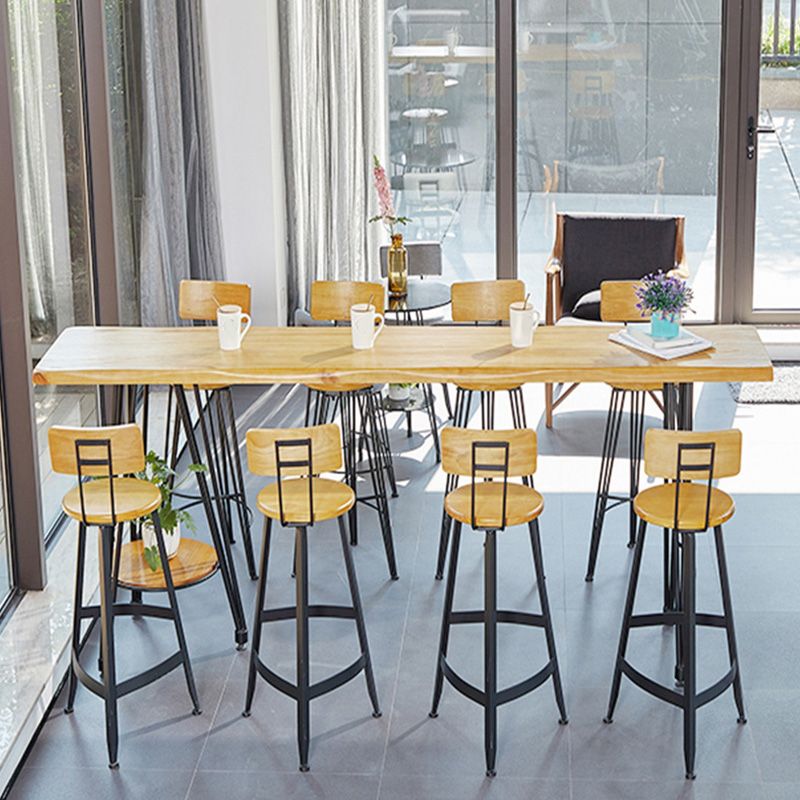 Modern Bar Height Table Solid Wood Top Bistro Pub Table with Metal Legs