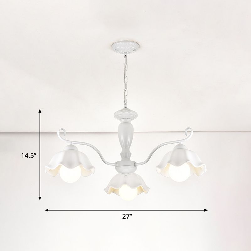 Ceramic White Pendant Lamp Flower 3/6/8 Lights Classic Chandelier Light Fixture for Living Room