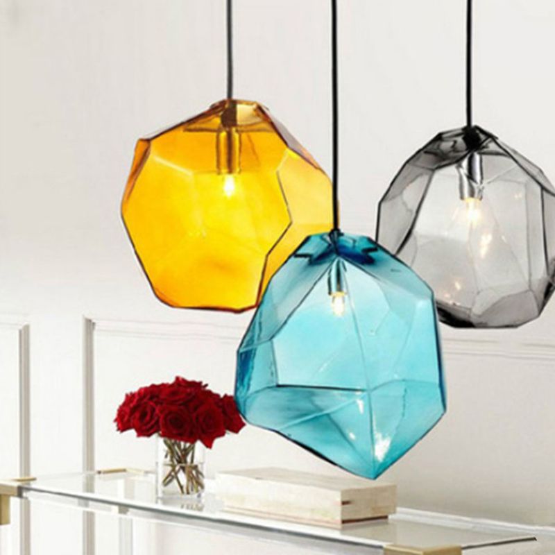 Irregular Stone Shaped Glass Hanging Light Creative Nordic Minimalism 1-light Pendant