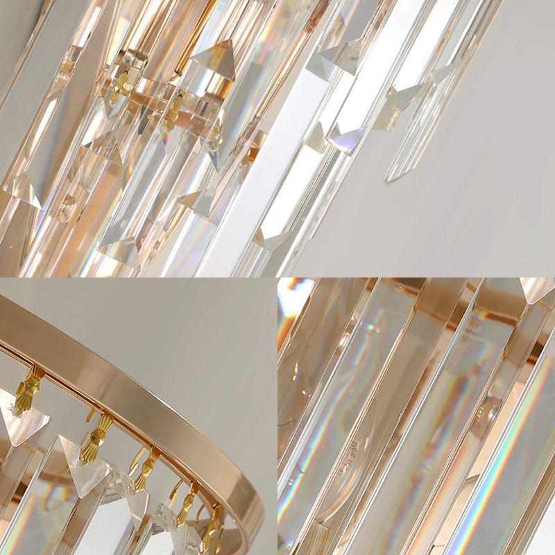 Gold Waterfall Sconce Light Fixture Retro 3 Light Crystal Wall Mounted Lighting for Hallway