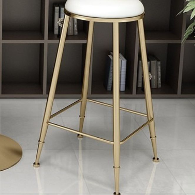 Coffee Shop Modern Barstool Circular Seat Bar Stool with Gold Base