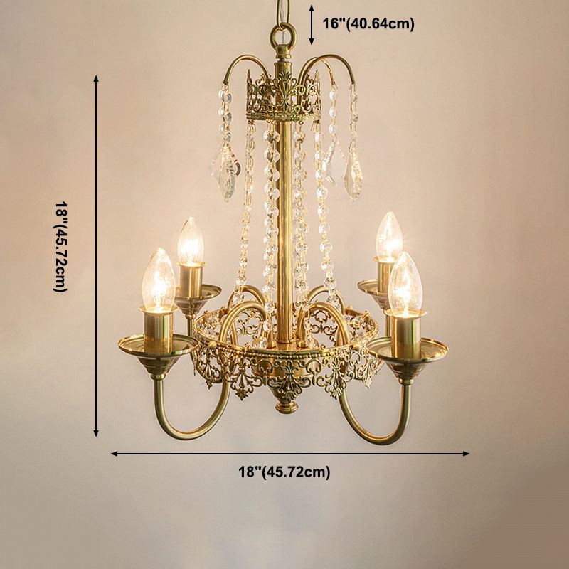 Luminaires de lustre aux bougies de style américain 5 lampes suspendues à 5 légers avec cristal