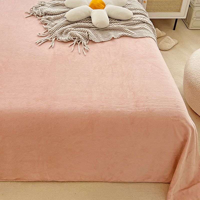 Sheet Sets Flannel Solid Color Wrinkle Resistant Super Soft Breathable Bed Sheet Set