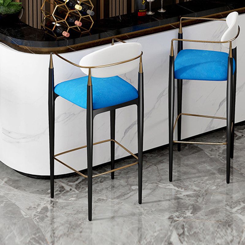 Full Back Upholstered Bar Chair Industrial Arm Rectangle Bar Stool