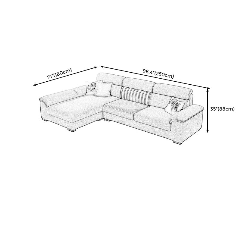 Grey Contemporary Stain-Resistant Living Room L-Shape Right Hand Facing Sofa
