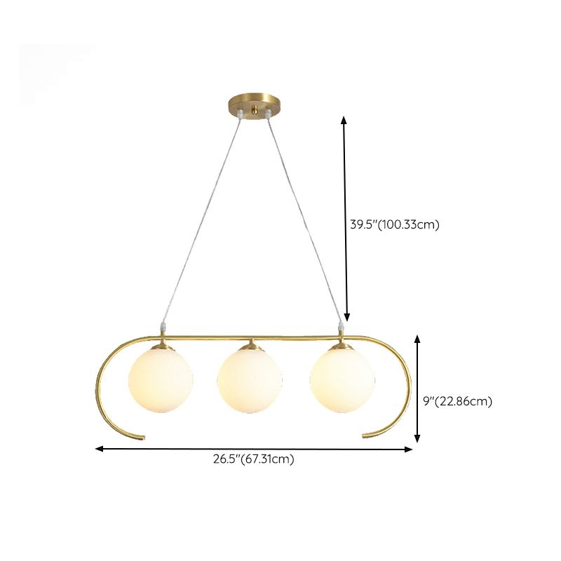 Modern Island Lighting Fixture Minimalist Glass Shade Hanging Light for Dining Room