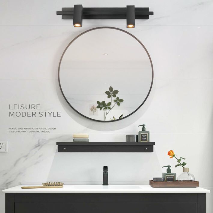 Frosted Black Angle Adjustable Vanity Light Nordic Style Minimalism Aluminum Make-up Mirror Lamp for Bathroom Vanity