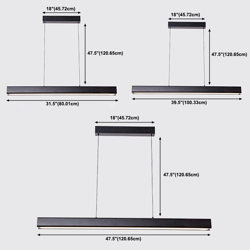Long Strip Island Lampe Nordic Modern Style LED Hängende Licht für Esszimmer