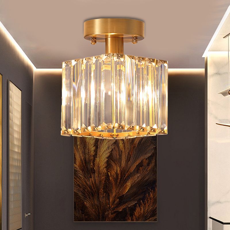1 corridoio di luce semifulta semifulò la luce con cistallo cubico taglio rettangolare moderno a soffitto in ottone a monte