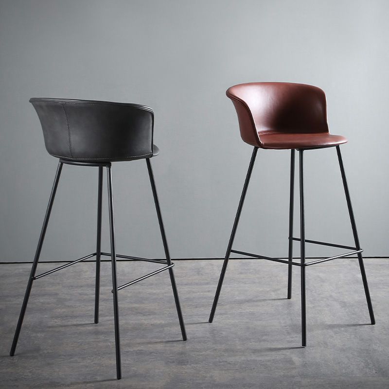 Modern Style Low Back Bar-stool PU Leather Bar Stool with Metal Legs