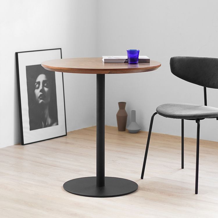 Table de salle à manger décontractée à base de tulipe ronde, table fixe quadricolore avec bois massif