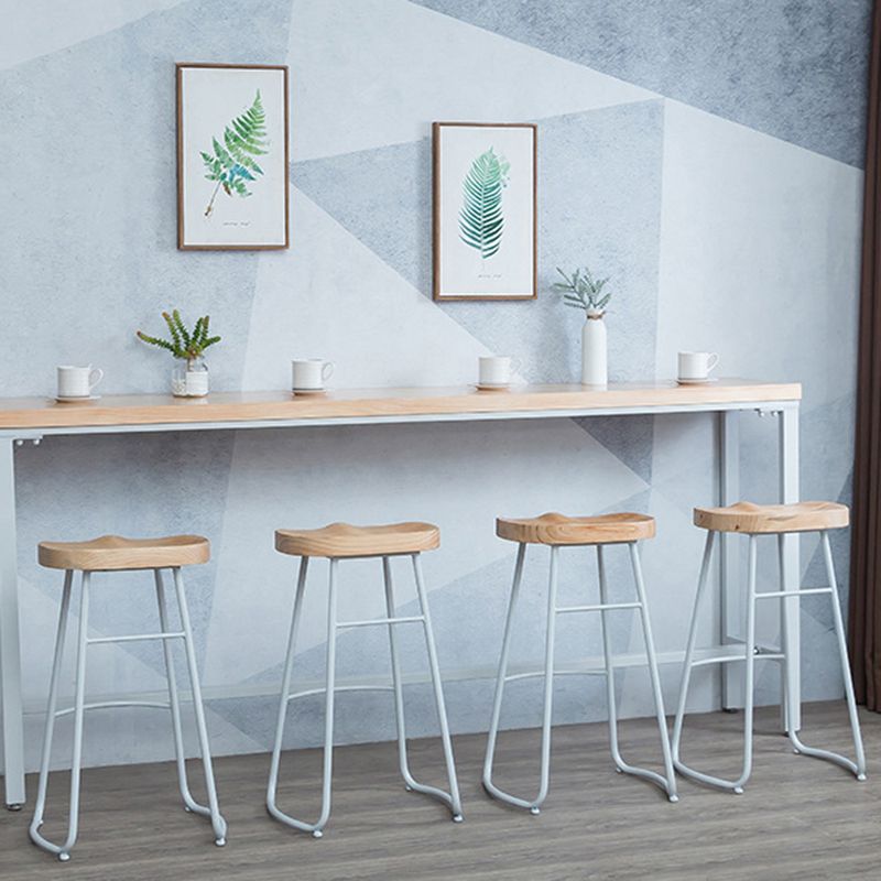 Contemporary Armless Bar Stools Wood Barstools with Footrest