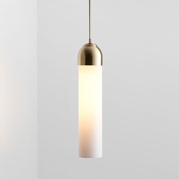 Cylindrical Pendant Light in Modern Style Electroplate Iron Hanging Lamp for Bedroom